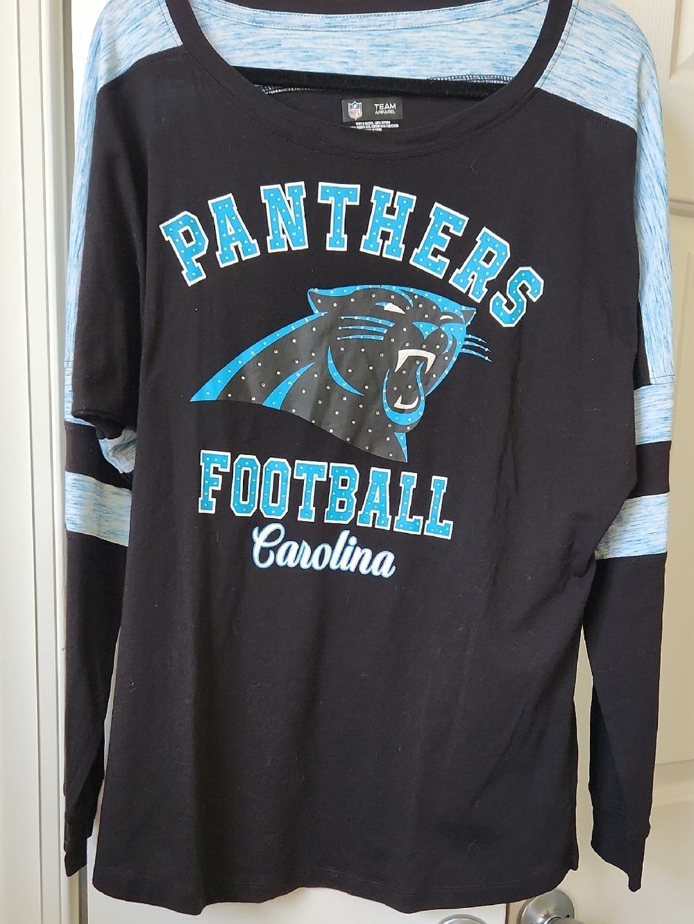 Carolina Panthers Black & Light Blue Long Sleeve Tee